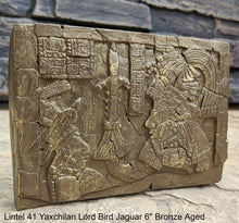 Load image into Gallery viewer, History Aztec Mayan Lintel 41 Yaxchilan Lord Bird Jaguar Sculptural wall relief plaque 6&quot; www.Neo-Mfg.com Museum Reproduction
