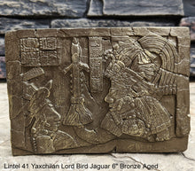 Load image into Gallery viewer, History Aztec Mayan Lintel 41 Yaxchilan Lord Bird Jaguar Sculptural wall relief plaque 6&quot; www.Neo-Mfg.com Museum Reproduction
