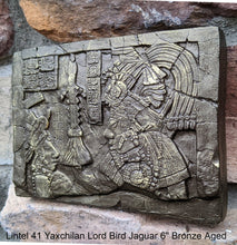 Load image into Gallery viewer, History Aztec Mayan Lintel 41 Yaxchilan Lord Bird Jaguar Sculptural wall relief plaque 6&quot; www.Neo-Mfg.com Museum Reproduction
