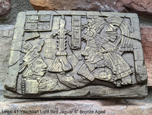 Load image into Gallery viewer, History Aztec Mayan Lintel 41 Yaxchilan Lord Bird Jaguar Sculptural wall relief plaque 6&quot; www.Neo-Mfg.com Museum Reproduction
