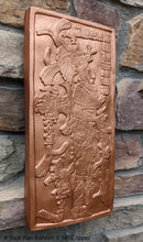 Load image into Gallery viewer, Aztec Mayan Temple foliated cross Left side K&#39;inich Kan Bahlam II carving wall plaque www.Neo-Mfg.com home garden decor art 14&quot; L13
