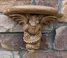 Load image into Gallery viewer, Gargoyle Satyr wall Shelf corbel Grotesque goblin dragon mythical sculpture www.NEO-MFG.com 11&quot; winged
