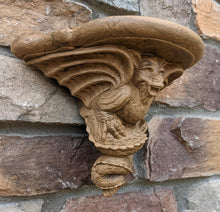 Load image into Gallery viewer, Gargoyle Satyr wall Shelf corbel Grotesque goblin dragon mythical sculpture www.NEO-MFG.com 11&quot; winged
