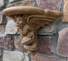 Load image into Gallery viewer, Gargoyle Satyr wall Shelf corbel Grotesque goblin dragon mythical sculpture www.NEO-MFG.com 11&quot; winged
