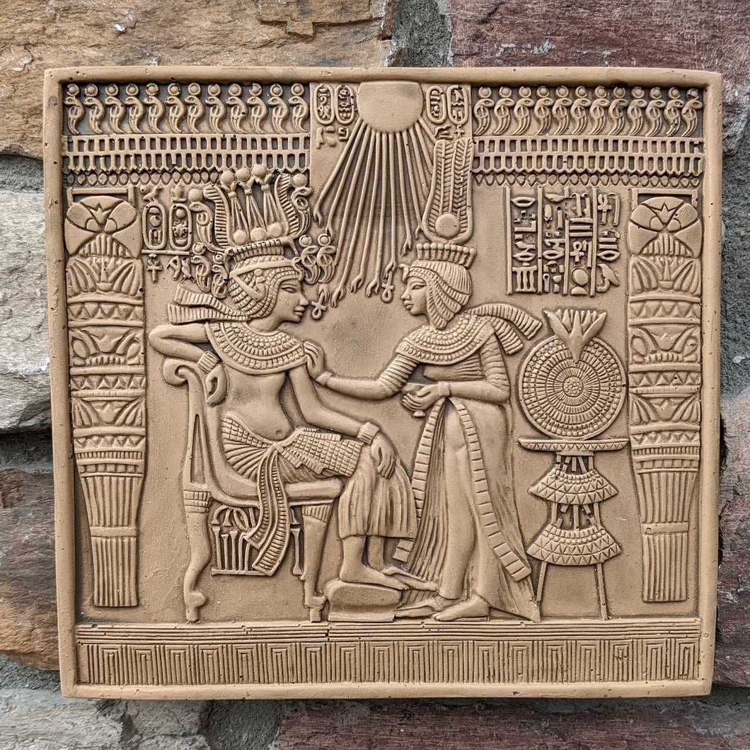 Egyptian King Tut Tutankhamen Throne chair front Sculptural wall relief plaque www.Neo-Mfg.com 8.125