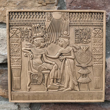 Load image into Gallery viewer, Egyptian King Tut Tutankhamen Throne chair front Sculptural wall relief plaque www.Neo-Mfg.com 8.125&quot;
