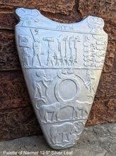 Load image into Gallery viewer, History Egyptian Palette of Narmer Sculptural wall relief www.Neo-Mfg.com 12.5&quot; back side
