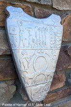 Load image into Gallery viewer, History Egyptian Palette of Narmer Sculptural wall relief www.Neo-Mfg.com 12.5&quot; back side
