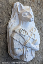 Load image into Gallery viewer, Egyptian Bastet cat fragment torso Sculptural wall relief bust www.Neo-Mfg.com 16.75&quot;
