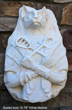 Load image into Gallery viewer, Egyptian Bastet cat fragment torso Sculptural wall relief bust www.Neo-Mfg.com 16.75&quot;
