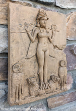 Load image into Gallery viewer, Babylonian Burney Relief Queen of Night GODDESS ISHTAR Mesopotamia Sculptural relief carving plaque www.Neo-Mfg.com 12&quot;
