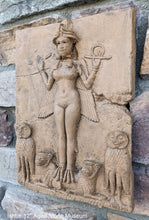 Load image into Gallery viewer, Babylonian Burney Relief Queen of Night GODDESS ISHTAR Mesopotamia Sculptural relief carving plaque www.Neo-Mfg.com 12&quot;
