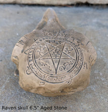 Load image into Gallery viewer, Wiccan Raven skull engraving Wall Plaque Sculpture Pagan 6.5&quot; www.Neo-Mfg.com mythical
