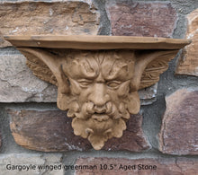 Load image into Gallery viewer, Gargoyle winged greenman shelf sculpture wall plaque www.NEO-MFG.com 10.5&quot;
