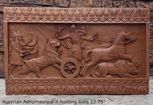 Load image into Gallery viewer, Assyrian Ashurnasirpal II hunting lions Carving sculpture wall plaque 22.75&quot; www.Neo-Mfg.com
