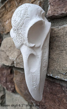 Load image into Gallery viewer, Wiccan Raven skull engraving Wall Plaque Sculpture Pagan 6.5&quot; www.Neo-Mfg.com mythical
