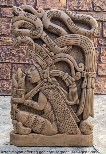 Aztec Mayan offering god corn serpent wall Sculpture plaque www.Neo-Mfg.com Home decor 14