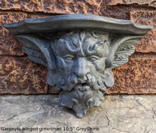 Load image into Gallery viewer, Gargoyle winged greenman shelf sculpture wall plaque www.NEO-MFG.com 10.5&quot;
