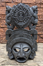 Load image into Gallery viewer, History Aztec Maya Artifact mask Sun Stone &amp; Serpents Sculpture Statue 10&quot; Tall www.Neo-Mfg.com
