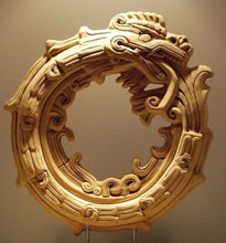 Load image into Gallery viewer, Serpent ouroboros Quetzalcoaltl ring Aztec Maya Artifact Carved Sculpture wall plaque relief 13&quot; www.Neo-Mfg.com
