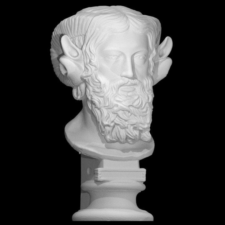 Roman Greek Zeus Ammon Bust Stone Carving Sculpture 14