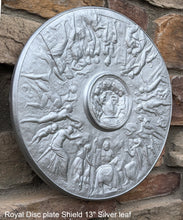 Load image into Gallery viewer, Roman Greek Royal disc Parthenon plate shield Sculptural wall relief plaque www.Neo-Mfg.com 13&quot; museum reproduction
