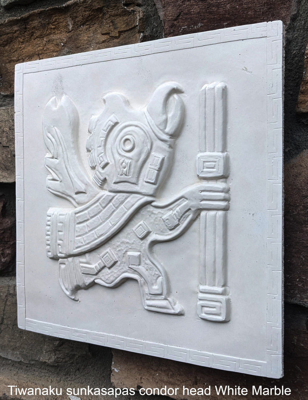 Inca Viracocha Tiwanaku Gateway sun sunkasapas condor head Sculptural wall relief plaque www.Neo-Mfg.com home decor