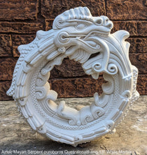 Load image into Gallery viewer, Serpent ouroboros Quetzalcoaltl ring Aztec Maya Artifact Carved Sculpture wall plaque relief 13&quot; www.Neo-Mfg.com
