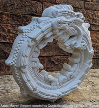 Load image into Gallery viewer, Serpent ouroboros Quetzalcoaltl ring Aztec Maya Artifact Carved Sculpture wall plaque relief 13&quot; www.Neo-Mfg.com
