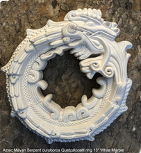 Load image into Gallery viewer, Serpent ouroboros Quetzalcoaltl ring Aztec Maya Artifact Carved Sculpture wall plaque relief 13&quot; www.Neo-Mfg.com
