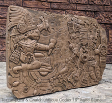 Load image into Gallery viewer, Aztec Maya Artifact Carved Tezcatlipoca &amp; Chalchiuhtlicue Sculpture Statue 16&quot; www.Neo-Mfg.com Wall art Codex
