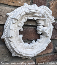 Load image into Gallery viewer, Serpent ouroboros Quetzalcoaltl ring Aztec Maya Artifact Carved Sculpture wall plaque relief 13&quot; www.Neo-Mfg.com
