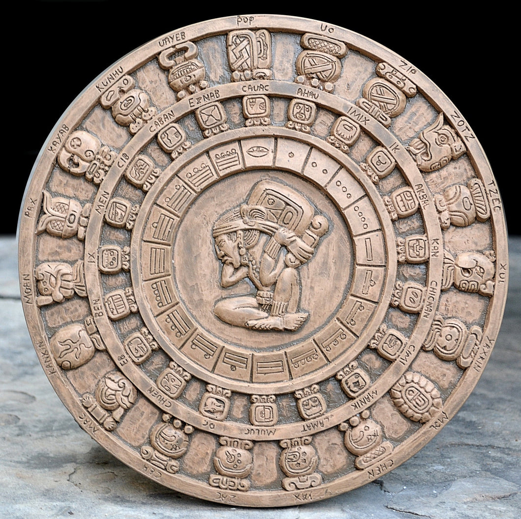 History MAYAN AZTEC Haab Tzolkin CALENDAR Sculptural wall relief plaque 14