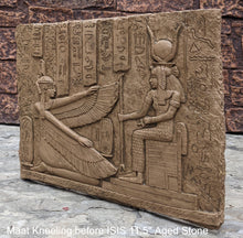 Load image into Gallery viewer, Egyptian Maat kneeling before Isis reproduction sculpture wall art 11.5&quot; www.Neo-Mfg.com home decor relief
