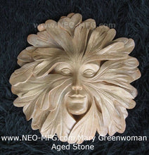 Load image into Gallery viewer, Nature Greenwoman Mary Norwich Cathedral Roof Boss sculpture wall plaque 15&quot; www.Neo-Mfg.com green man decor home
