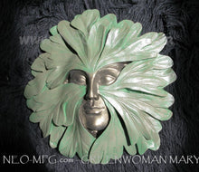 Load image into Gallery viewer, Nature Greenwoman Mary Norwich Cathedral Roof Boss sculpture wall plaque 15&quot; www.Neo-Mfg.com green man decor home
