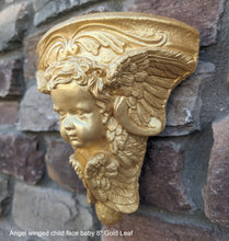 Load image into Gallery viewer, Angel winged child face baby corbel wall sconce shelf 8&quot; sculpture www.NEO-MFG.com
