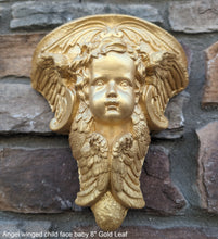 Load image into Gallery viewer, Angel winged child face baby corbel wall sconce shelf 8&quot; sculpture www.NEO-MFG.com
