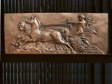 Load image into Gallery viewer, Roman Greek Apollo on Chariot plaque wall relief www.Neo-Mfg.com 19.5&quot; large museum reproduction Brachard
