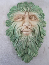 Load image into Gallery viewer, Green Man Leaf Face 14&quot; Tree Man Mythical wall Sculpture Mask Wall Plaque Vintage sculpture 14&quot; www.Neo-Mfg.com
