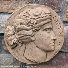 Load image into Gallery viewer, Roman Greek Apollo &amp; Diana Freedom coin Sculptural Wall relief plaque www.Neo-Mfg.com 9.5&quot;
