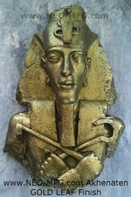 Load image into Gallery viewer, History Egyptian Pharaoh Akhenaten Amenhotep IV Sun god Sculptural wall relief bust Neo-Mfg 14&quot;
