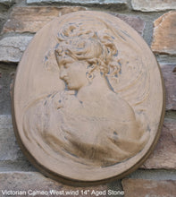 Load image into Gallery viewer, Victorian Cameo silhouette West Wind Sculpture wall Plaque Bas relief 14&quot; www.Neo-Mfg.com left face c11
