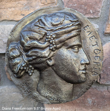 Load image into Gallery viewer, Roman Greek Apollo &amp; Diana Freedom coin Sculptural Wall relief plaque www.Neo-Mfg.com 9.5&quot;
