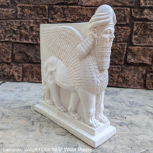 Load image into Gallery viewer, Assyrian Lamassu Nimrud Palace guardians winged Lion Sculpture www.Neo-Mfg.com 10.5&quot; Mesopotamia statue 360
