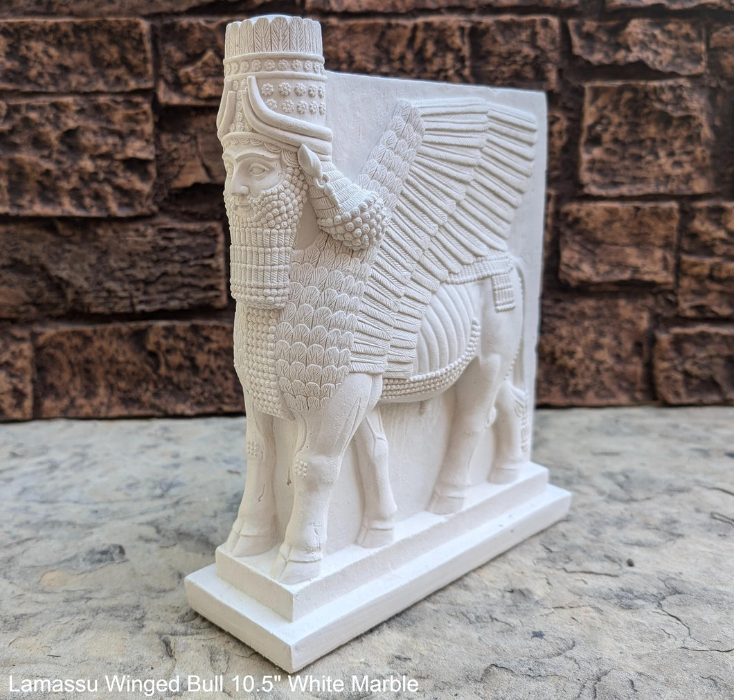 Assyrian Lamassu Nimrud Palace guardians winged Bull Sculpture www.Neo-Mfg.com 10.5