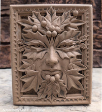 Load image into Gallery viewer, Nature Berry Leaf Mythical Man Mask greenman greenwoman Wall Plaque Vintage sculpture 6&quot; www.Neo-Mfg.com green man woman
