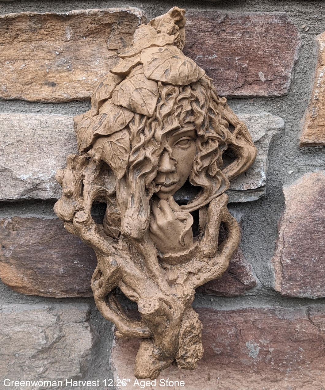 Nature Garden Greenwoman Harvest Sculptural wall relief bust www.Neo-Mfg.com 12.25