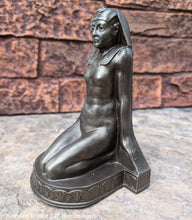 Load image into Gallery viewer, Egyptian kneeling female carving sculpture statue bookend revival Peinlich 7.5&quot; www.NEO-MFG.com sold as one - each
