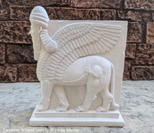 Load image into Gallery viewer, Assyrian Lamassu Nimrud Palace guardians winged Lion Sculpture www.Neo-Mfg.com 10.5&quot; Mesopotamia statue 360
